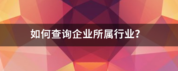 如何查询企业所属行业？