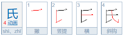 氏字的笔顺笔画顺序