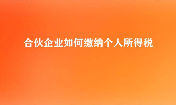 合伙企业如何缴纳个人所得税