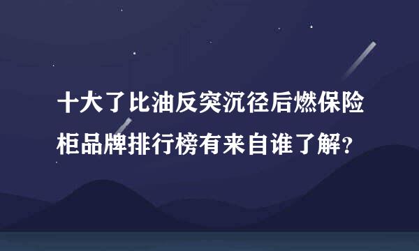 十大了比油反突沉径后燃保险柜品牌排行榜有来自谁了解？