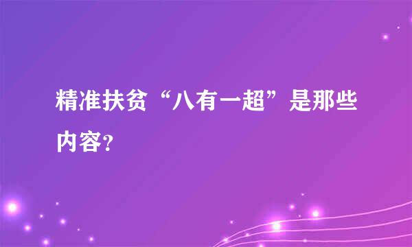 精准扶贫“八有一超”是那些内容？