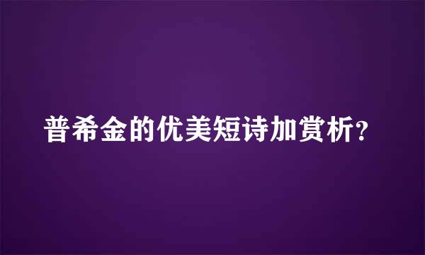 普希金的优美短诗加赏析？