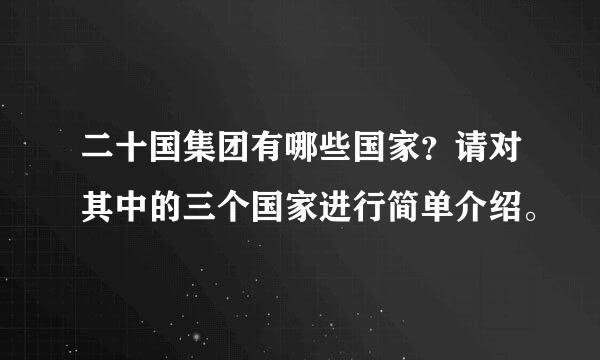 二十国集团有哪些国家？请对其中的三个国家进行简单介绍。