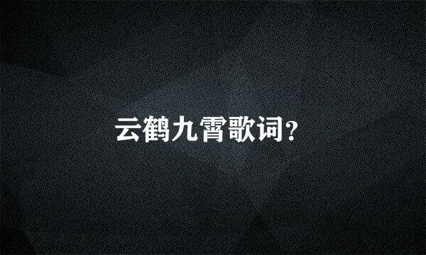 云鹤九霄歌词？