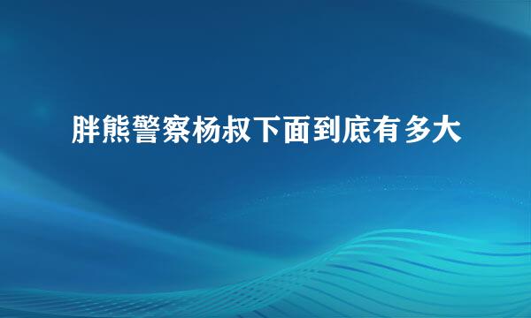 胖熊警察杨叔下面到底有多大