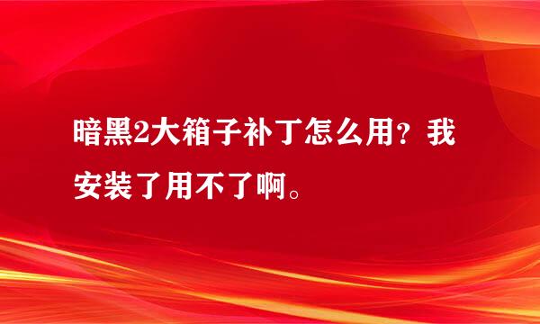 暗黑2大箱子补丁怎么用？我安装了用不了啊。