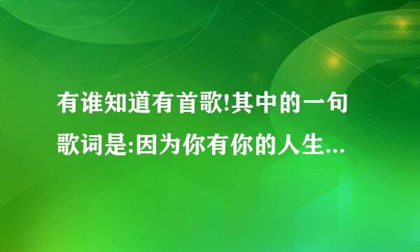 有谁知道有首歌!其中的一句歌词是:因为你有你的人生我有我的旅程