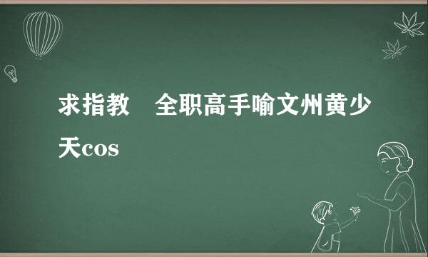 求指教 全职高手喻文州黄少天cos