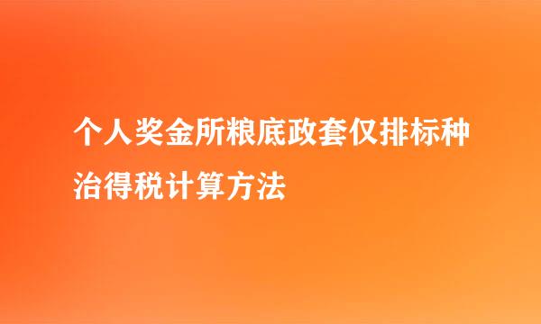 个人奖金所粮底政套仅排标种治得税计算方法