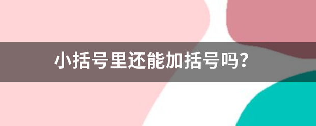 小括号里还能加括号吗？