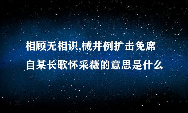 相顾无相识,械井例扩击免席自某长歌怀采薇的意思是什么