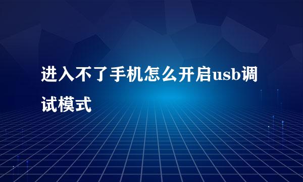 进入不了手机怎么开启usb调试模式