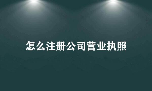 怎么注册公司营业执照