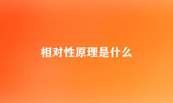 相对性原理是什么