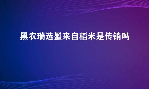 黑农瑞选蟹来自稻米是传销吗