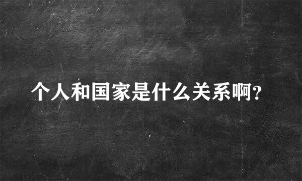 个人和国家是什么关系啊？