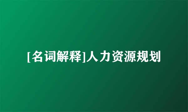 [名词解释]人力资源规划