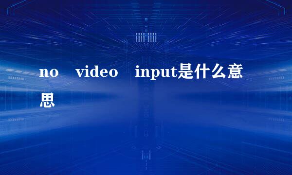 no video input是什么意思