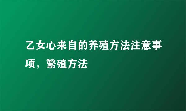 乙女心来自的养殖方法注意事项，繁殖方法