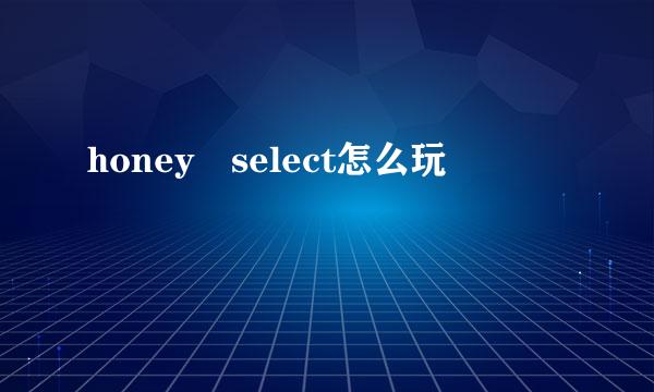 honey select怎么玩