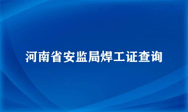 河南省安监局焊工证查询