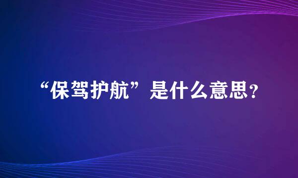 “保驾护航”是什么意思？