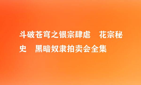 斗破苍穹之银宗肆虐 花宗秘史 黑暗奴隶拍卖会全集