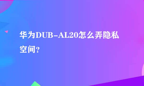 华为DUB-AL20怎么弄隐私空间？