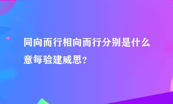 同向而行相向而行分别是什么意每验建威思？