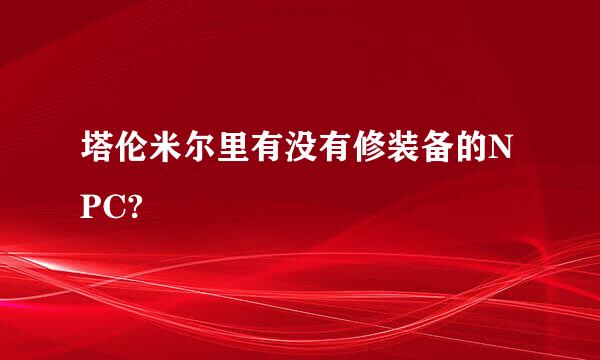 塔伦米尔里有没有修装备的NPC?