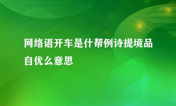 网络语开车是什帮例诗提境品自优么意思