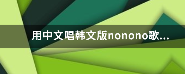 用中文唱韩文版nonono歌词完整版！