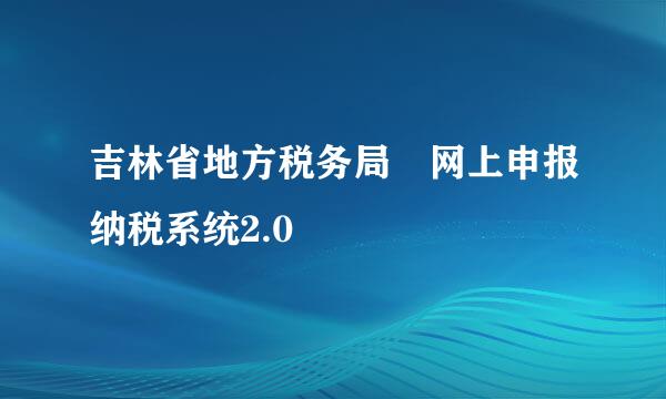 吉林省地方税务局 网上申报纳税系统2.0