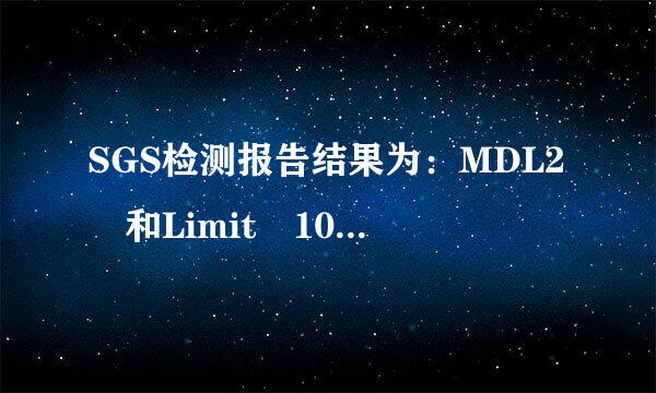 SGS检测报告结果为：MDL2 和Limit 100,那么这两个来自有什么不同？都是限值啊。请专业的解答下，谢谢！