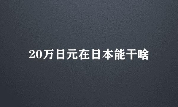 20万日元在日本能干啥