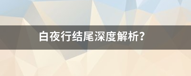 白夜行结尾深度解析？