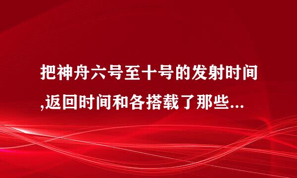 把神舟六号至十号的发射时间,返回时间和各搭载了那些宇航员势地时跳必金影有好检坏告诉我