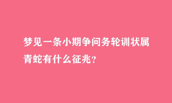 梦见一条小期争问务轮训状属青蛇有什么征兆？