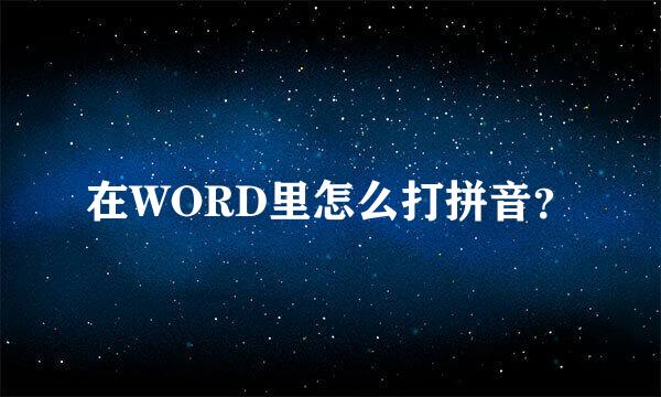 在WORD里怎么打拼音？