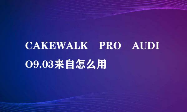 CAKEWALK PRO AUDIO9.03来自怎么用