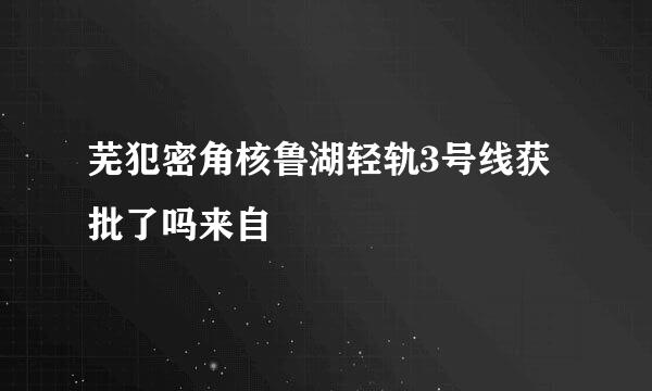 芜犯密角核鲁湖轻轨3号线获批了吗来自