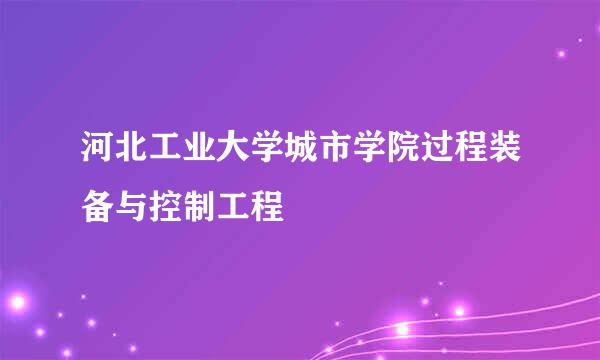 河北工业大学城市学院过程装备与控制工程