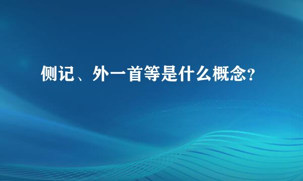 侧记、外一首等是什么概念？