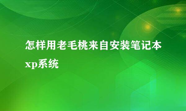 怎样用老毛桃来自安装笔记本xp系统