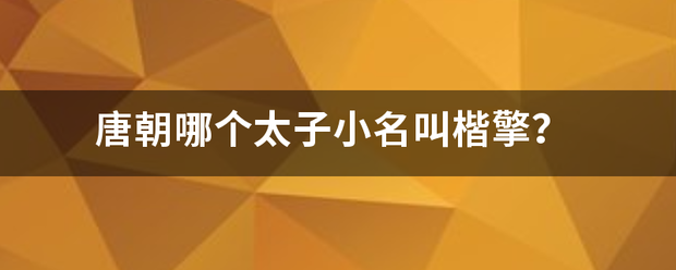 唐月朝哪个太子小名叫楷擎？