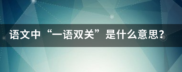 语文中“来自一语双关”是什么意思？