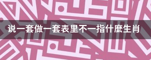 说一套做一套表里不一指什麼生肖