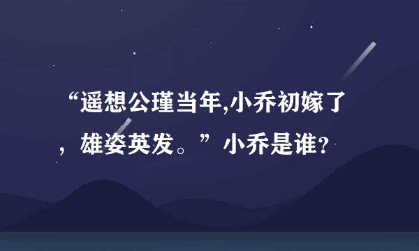 “遥想公瑾当年,小乔初嫁了，雄姿英发。”小乔是谁？