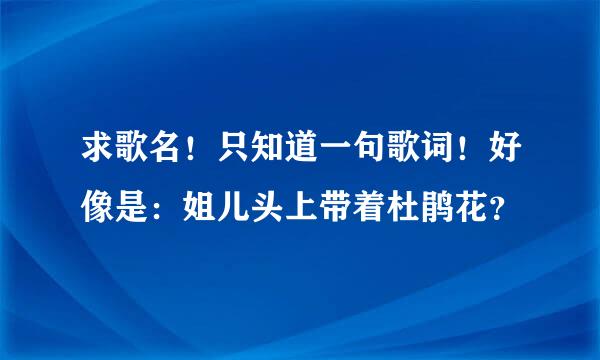 求歌名！只知道一句歌词！好像是：姐儿头上带着杜鹃花？