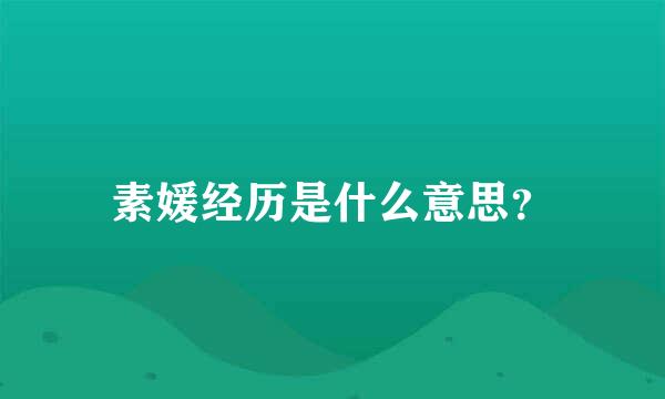 素媛经历是什么意思？